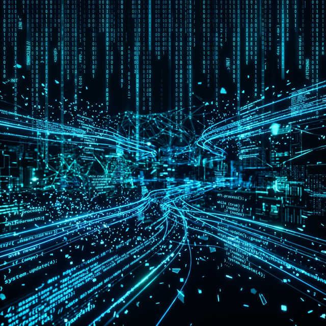 Digital data flow and code visualization